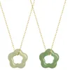 Pendant Necklaces Natural Jade Necklace Hollow Carved Flower Shaped Dainty Choker Fashion Charm Chinese Jewelry