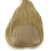 Syntetic S 16inch 613 Blond hudbas Kvinnor Toupee 5x5 -tums ryska mänskliga hårtopper med PU runt eller 4 klipp hårstycke Silk Top Clre 230214