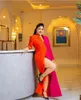 Party Dresses Orange And Fuchsia Formal Evening Dress For Women 2023 Color Matching Sexy Side Slit V Neck Suit Prom Gowns Custom Made 230214