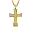 Pendant Necklaces Hip Hop Rhinestones Paved Bling Iced Out Big Heavy Cross Pendants Necklace For Men Rapper Jewelry With 30inch Cuban Chain