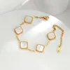 Blattklee Armband Designer Schmuck Set Anhänger Armbänder Gold Silber Mutter aus Perlengrün Blütenkette Frauen