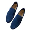 Designer Loropiana Walk Shoes Original italienska får Suede Loafers med platta botten och avslappnade herrskor