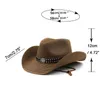 Chapeaux larges bord Nouveau Design papier naturel Western Cowboy chapeau large bord femmes hommes été plage chapeaux de paille Panama Cowgirl Jazz Sun Caps R230214