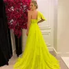 Sexy One Shoulder High Slit Evening Party Dress Side Slit Long Tulle Women Prom Formal Gown A-line Robe de Soiree 2023 Elegant