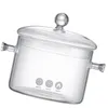 Bowls 2pcs Noodle Cooking Pot Glass Stewing Soup Stew With Lid Transparent Ramen Holder