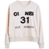 Damen Hoodies Sweatshirts Designer Neue handgemachte Perlen 31 Beige Kurze Mode Baumwolle Lose Rundhalspullover Frauen 5G4F