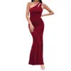 Повседневные платья Женщины Bodycon Long Dress Summer Color Один плеч