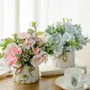 Decorative Flowers Artificial Silk Rose Hydrangea Peony Bouquet Bride Holding Fake Home Wedding Decoration Accessories