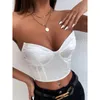 Women's Tanks Zabrina Corset Casual Beach Solid Crop Tops Slim Mini Vest Women Sleeveless Sexy Outfits Tank Bustier Summer Satin White