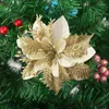 Julekorationer 5st Glitter konstgjorda blommor Xmas Tree Ornaments Merry Decor for Home Party Year Gifts Navidad