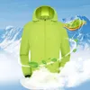 T-shirty na świeżym powietrzu kempingowe kurtki deszczowe kurtki Sunprotective unisex sporty na świeżym powietrzu Szybki suchy wiatraka przeciwsłoneczna kurtka z kieszenią J230214