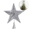 Christmas Decorations 7.9 Inch Tree Star Topper Decoration Glittered Tree- Metal 5 Point Treetop For (