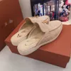 Italien designer loropiana skor lp lefu kvinnors skor enskor skor tofflor slitstarande bar färg ljus fårskinn pendling mångsidig wom