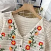 Women's Blouses & Shirts 2023 Spring Summer Floral Embroidery Crochet Lace Shirt Crop Top Boho Bohemian Blouse Women Short Sleeve Vintage Bl