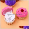 Sieradendozen schattige cake cup vorm veet ring doos hanger gemakte ketting ketting voor valentijnsdag cadeau -organisator 213 d dhtpa