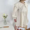 Girl's Dresses Spring kids dresses for girls lacework patchwork Korean style cute long sleeve turndown collar party princess 230214