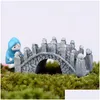 Arts And Crafts Wholesale Artificial Vintage Bridge Mini Craft Miniature Fairy Garden Home Decoration Houses Micro Landsca Decor Diy Dht3N