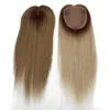 Synthétique s 10X14CM Blonde Ombre 613 Deux Tons Remy Cheveux Humains Topper pour Femmes 35cm Base de Peau de Soie Toupet avec 3 Clips Peut Couper Frange Frange 230214