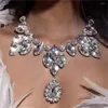 Pendant Necklaces 2023 Luxury Water Drop Necklace Ladies Fashion Party Super Flash Large Crystal Clavicle Chain Jewelry Accessories