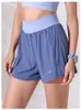 TOPS LU YOGA Women's Fake Two-Piece Sports Shorts Hög midja