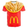 Męskie koszule 2023 3D Hamburger unisex moda druk nadmierny swobodny krótki krótki i francuskie fries fries streetwear