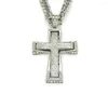 Pendant Necklaces Hip Hop Rhinestones Paved Bling Iced Out Big Heavy Cross Pendants Necklace For Men Rapper Jewelry With 30inch Cuban Chain