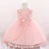 Girl's jurken 2023 Geboren kleding Doop voor babyfeest en bruiloft pailletten 2 1 jaar verjaardag prinses 230214