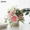 Декоративные цветы скандинавские искусственные цветы с вазой керамикой золотисто -розовые растения пионы
