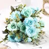 Decorative Flowers 7 Heads/Bundle Rose Artificial Pink Peony Bouquet Silk Fake Flower For Home Wedding Decoration