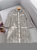 Robes décontractées MAJ automne hiver Tweed pour femmes français Vintage POLO col dames tricoté Aline jupe mode Robe 230214