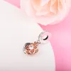 925 Sterling Silver Two-Tone Rose Dangle P￤rla passar europeiska smycken Pandora Style Charm Armband