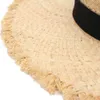 Szerokie brzegi czapki 2019 Nowy pasek letni Rafia słomy słomy czapki dla kobiet lady składana moda ręcznie robiona czapka szerokie grzbiet panama plażowy kapelusz r230214