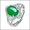 Solitaire Ring Emerald Rings Simple Minimalist Pinky Accessories Band Elegant Engagement Smycken Drop Delivery Dhkni