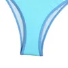 Costume da bagno bikini a triangolo tinta unita da donna sexy senza schienale abbinato multi spacco