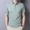 Erkekler Tişörtleri 2023 Dönüşü Pamuk Pamuk Sıradan Yaz Çizgili Erkekler Üstler Erkek Giyim Akıllı Tişört Tees Urn-Down