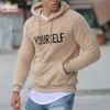 Felpe con cappuccio da uomo Felpe Autunno Inverno Uomo Caldo Felpa con cappuccio in pile Felpe Casual Manica lunga Lettera Stampa Pullover con cappuccio Teddy Top Fashion Street 230214