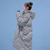 Trenchs de femmes manteaux surdimensionnés à capuche longue hiver Parkas femmes mode manteau lâche vers le bas veste rembourrée en coton femme pardessus chaud C424