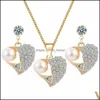 Ohrringe Halskette Party Schmuck Set für Kristall Diamante Hochzeit Braut und Brautjungfer Drop Delivery Sets Dhrfl