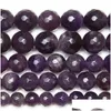 Stone 8Mm Natural Faceted Purple Amethysts Quartz Loose Beads 15 Strand 4 6 8 10 Mm For Jewelry Making Drop Delivery Dhgarden Dh2Gw