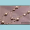 Pendant Necklaces Pearls Simated Pearl Long Double Layer Necklace Drop Delivery Jewelry Pendants Dhtvz