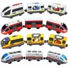 Diecast Model Electric Train Set Locomotive Magnetic Car Slot Fit All Brand Biro Wooden Track Railway For Kids Eonal toys 230213