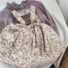 Clothing Sets Spring Girls Set Children Baby Girl Clothes Newborn Infant Floral Dress Toddler Condole Belt Skirt Child Purple Long Sleeve Tops