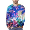 Magliette da uomo Color Graffiti Pattern Camicia a maniche lunghe da uomo Stampa Moda Leggera Streetwear Top Magliette divertenti novità