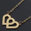 Pendentif Colliers Titanium Acier Love Collier Femme Vente Mode Double Peach Heart You inoxydable