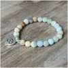 Kralen Matte Amazonite Stone Strand Bracelet Yoga Chakra Mala om lotus vrouwen mannen charmed handgemaakte sieraden drop levering bracele dhgarden dhzcj