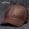 Ball Caps 2023 Maschio in vera pelle di vacchetta 5660CM BlackBrown Baseball Eagle Stampa per uomo Casual Street Gf Gorras Dad Hat 230214