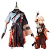 Tema Costume Genshin Impact Kaedehara Kazuha Costume Cosplay Carnevale di Halloween Samurai Costume Parrucca Occhiali rossi 230214