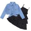 مجموعات الملابس LZH Spring Summer Baby Girl Set Fashion Jean Coatdress PCS بدلة للأطفال