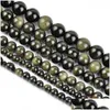 Taş 8mm Doğal Altın Obsidiyen Yuvarlak Gevşek Boncuklar 16 Strand 6 8 10 12 mm Mücevherat için Boyut Yapma DIY Drop Teslimat Dhgarden Dhjrg