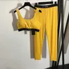 Designers Dam Tvådelade Byxor Causal Linne Byxor Sportdräkter Märke Bokstav Mode Set Sexiga Underkläder Bikini S XL